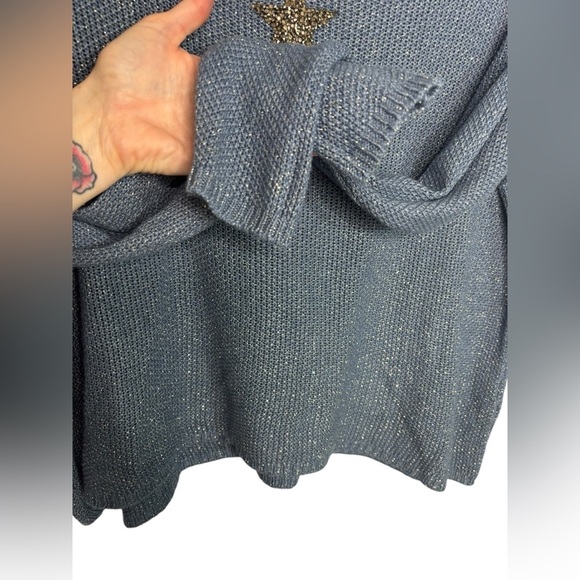 Flora Ashley Slouchy Knit Gold Star Oversized Sweater Top Size XS - Picture 6 of 11